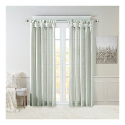 Twist Tab Lined Window Curtain Panel - Dusty Aqua, 50" W x 95" L