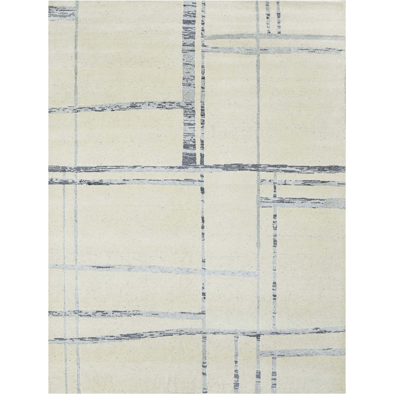 Hand Knotted Geometric Area Rug, Rectangle 8' x 10'