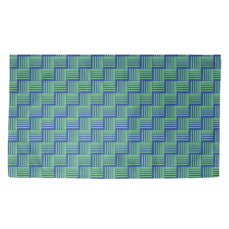 Tapis décoratif à rayures tressées de couleur verte, Rectangle 5 pi x 7 pi