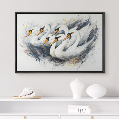 «A Flock of Geese Farm Decor», reproduction d'art sur toile encadrée