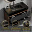 Meuble-lavabo Grace avec lavabo et tiroirs noirs doux, meuble-lavabo mural flottant pour salle de bain moderne, lavabo une pièce-414805498