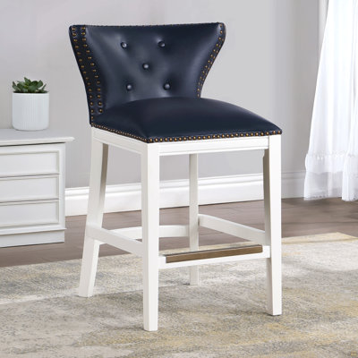 Tabouret de comptoir en similicuir et bois