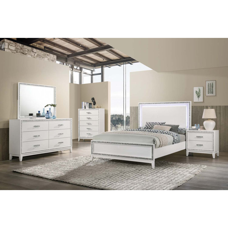 Commode 6 tiroirs Haiden, finition blanche