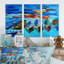 «Little Boat Wating In The Harborr», peinture sur toile 3 pièces-1779680642-1779680643