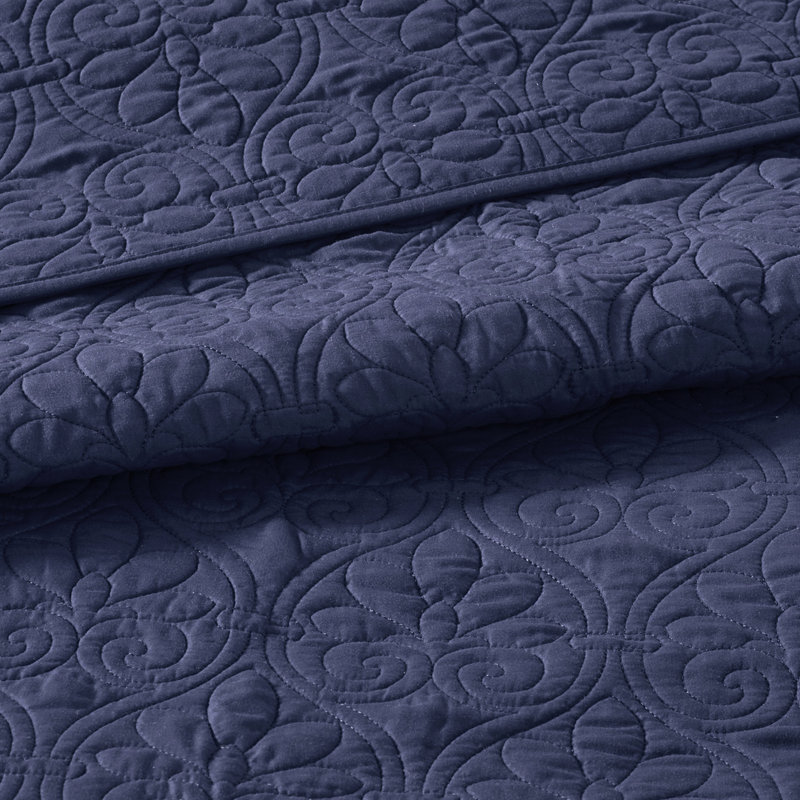 Courtepointe bleu marine / très grand bleu marine - Coton prélavé pour une literie de chambre à coucher fascinante