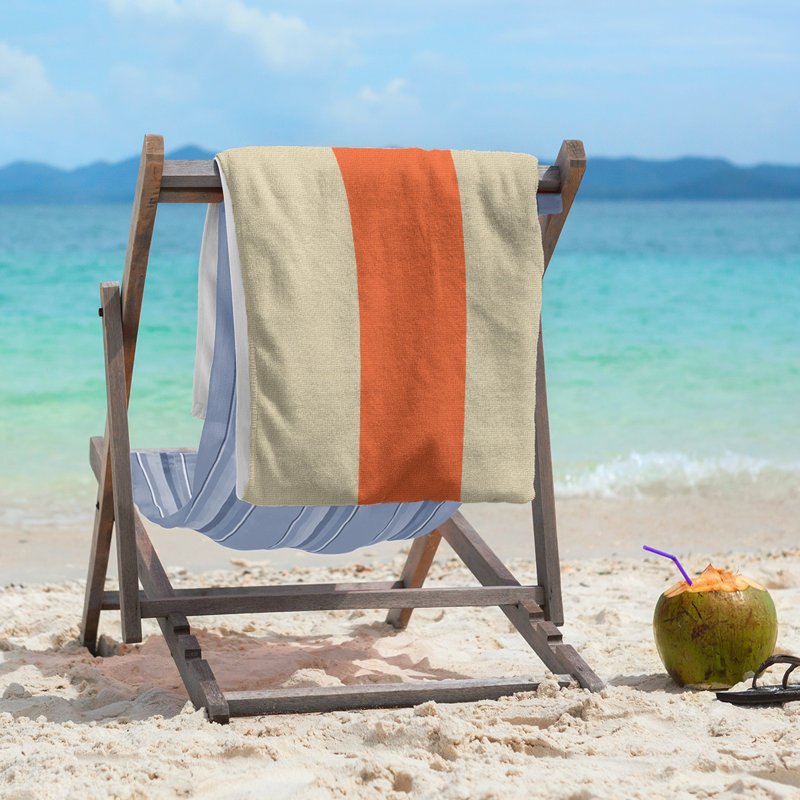 Beach Towel, Cream/Orange/Cream, Microfiber