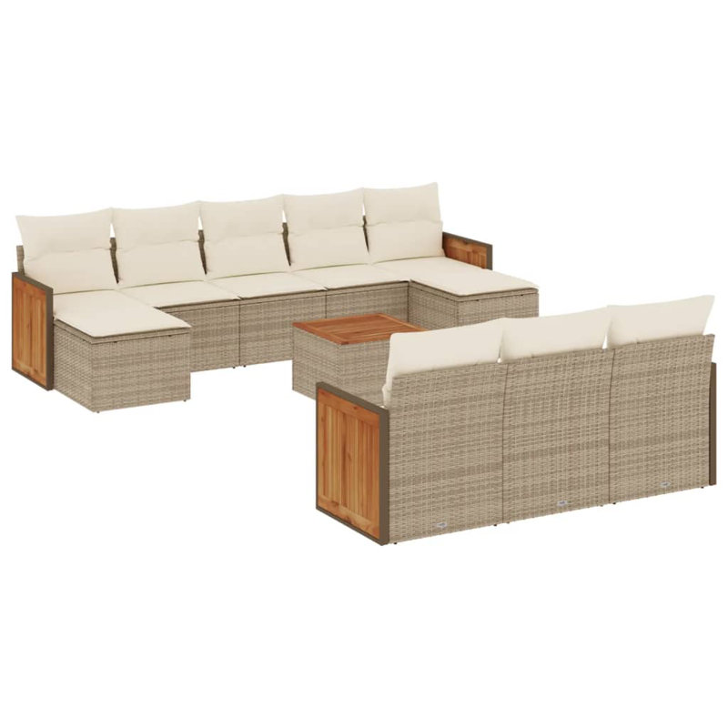  Ensemble de canapé de jardin modulaire en PE rotin beige