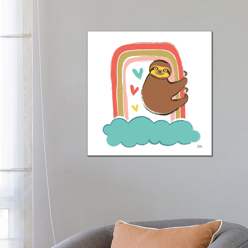 Colorful Sloth I by Melissa Averinos - Wrapped Canvas Painting, 30.48 cm H x 30.48 cm W