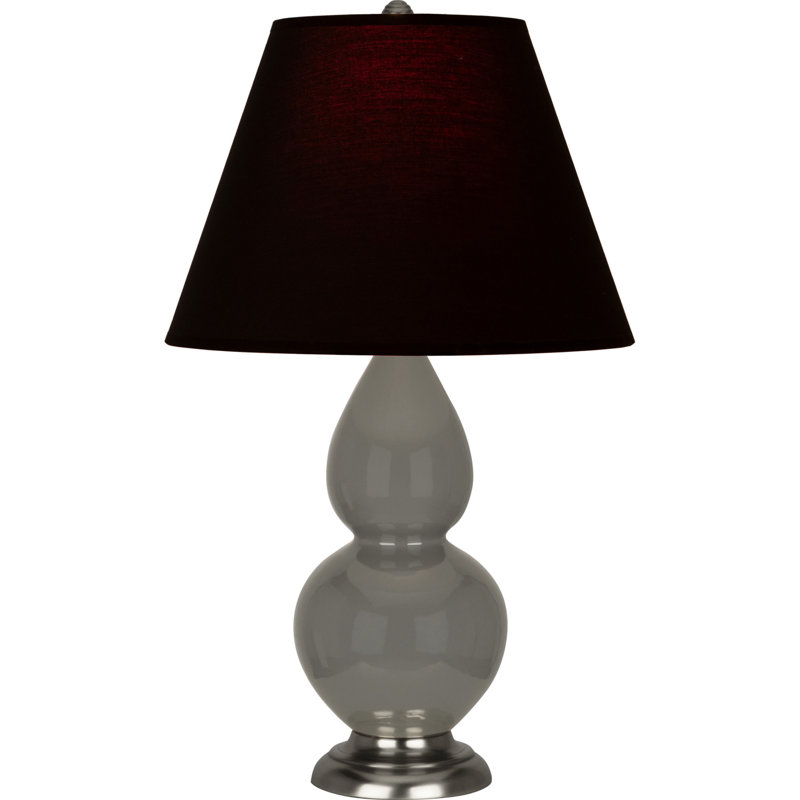 Petite lampe d'appoint à double gourde, Cendre / argent antique, Noir / Rouge