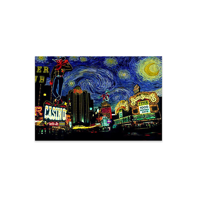 «Las Vegas, Nevada Starry Night Skyline» par 5by5collective - peinture sans cadre, H 16 po x l 24 po x P 0,25 po