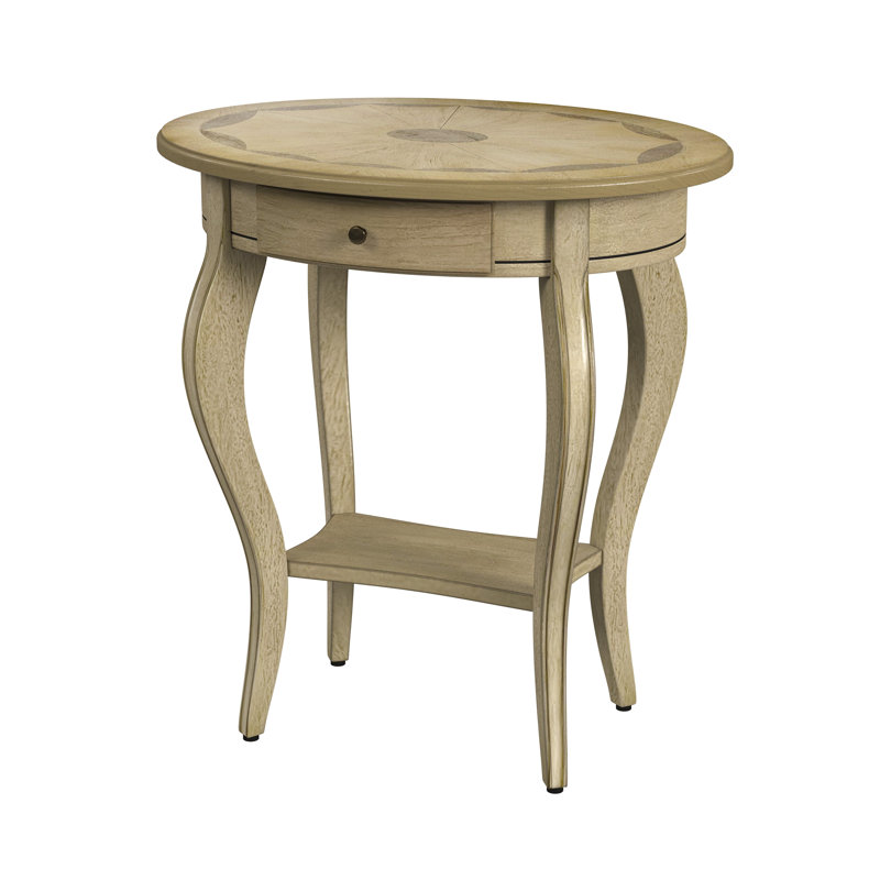 Jeanette Nouveau Oval Side Table, Antique Beige