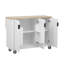 Îlot de cuisine de ferme 51 "cannelé avec rallonge, chariot de cuisine roulant avec rangement et porte-serviettes pour la cuisine et la salle à manger, frêne blanc-2081067360