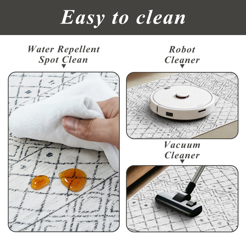 Washable Area Rug - Geometry Style Modern Rugs for Living Room, Bedroom, Machine Washable Rug Soft Non Slip Non Shedding Area Rug