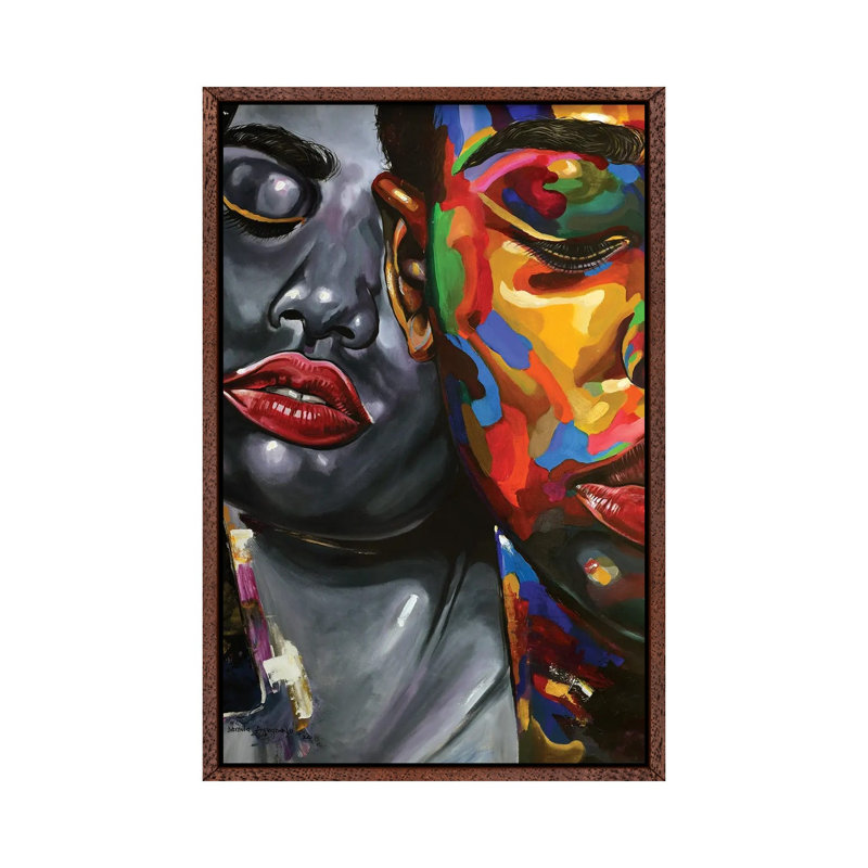 Strength In Diversity II by Damola Ayegbayo - Print on Canvas, Classic Brown Wood Framed, 66.04cm H x 45.72cm W x 3.81cm D