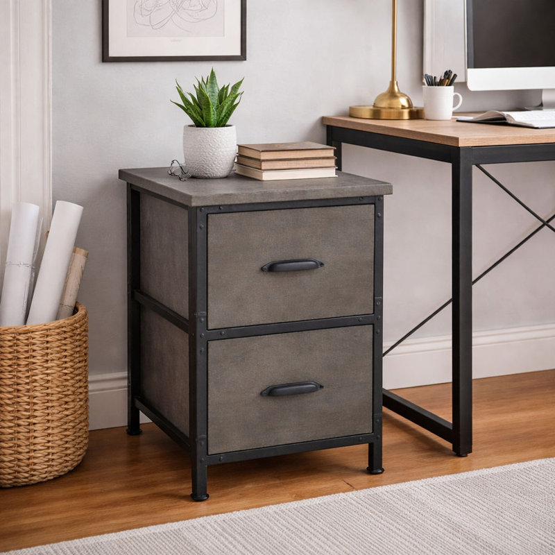 Lafayette Rustic 2 Drawer Filing Cabinet In Rowan Grey Finish