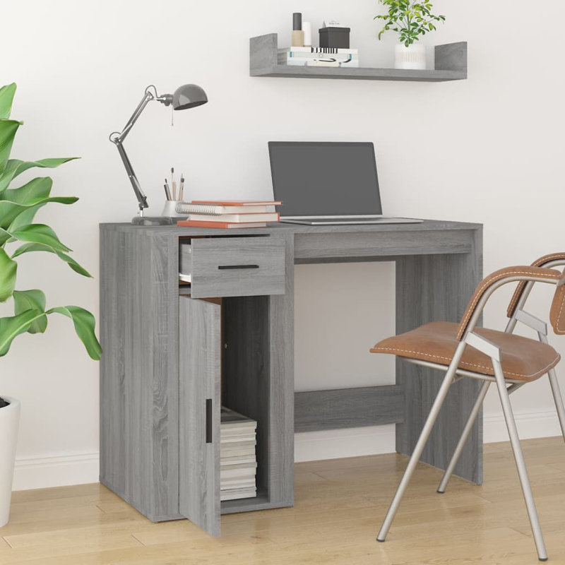 Desk 100X49x75 Cm Engineered Wood, Grey Sonoma