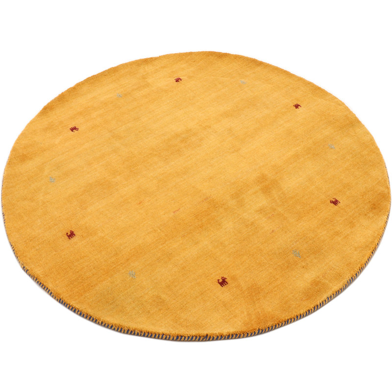 Handwoven Wool Gabbeh Uni Yellow Rug, Round 300cm
