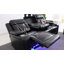 Ensemble de canapé de salon inclinable électrique en similicuir 2 pièces de qualité supérieure avec haut-parleur Bluetooth, station de recharge sans fil et lumière DEL bleue-790826651