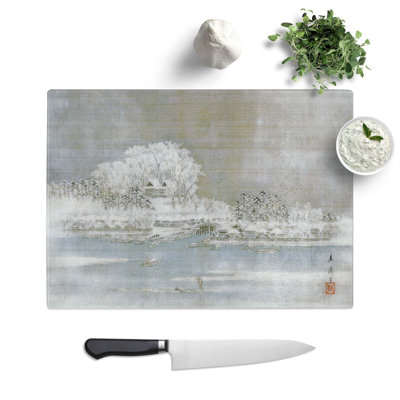 Glass Matsuchiyama On The Sumida River by Utagawa Hiroshige Chopping Board