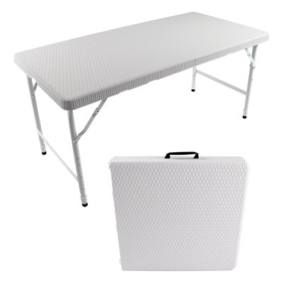 Table portable de 4 pi - pliable pour l'intérieur et l'extérieur - blanc, lisse, imperméable, stable, triangulaire