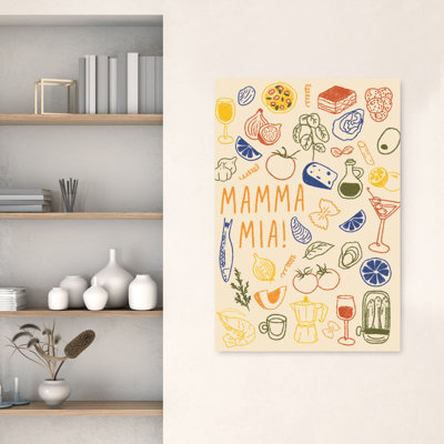«Mamma Mia Italian Food Colorful Vibrant Contemporary», reproduction d'art mural