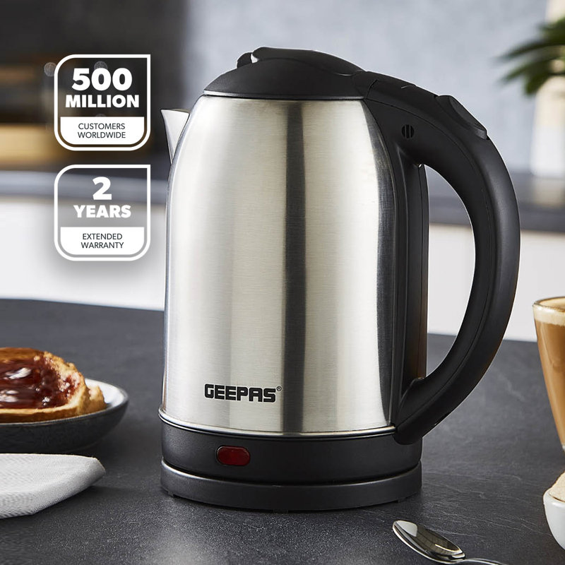 GEEPAS 1.8L Kettle & 4 Slice Bread Toaster Kitchen Set | 1500W Stainless Steel Cordless Jug Kettle Boil Dry Protection & Auto Shut Off | 1400W Toastie Machine 6 Browning Level Removable Crumb Tray