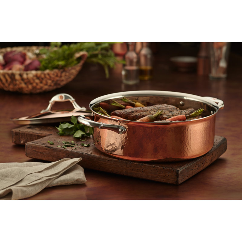 Ruffoni Symphonia Copper Round Braiser with Lid, 7 qt, Copper