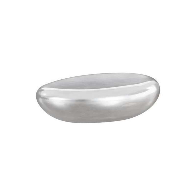 Liquid Silver River Stone Solid Coffee Table, 16" H x 54" L x 34" W