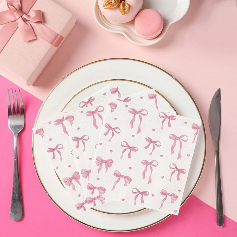 80 pièces décorations de fête roses à motif de nœuds Coquette Bow