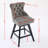 Swivel Velvet Barstools Set Of 2 With Button Tufted Decoration And Wooden Legs-2070239192