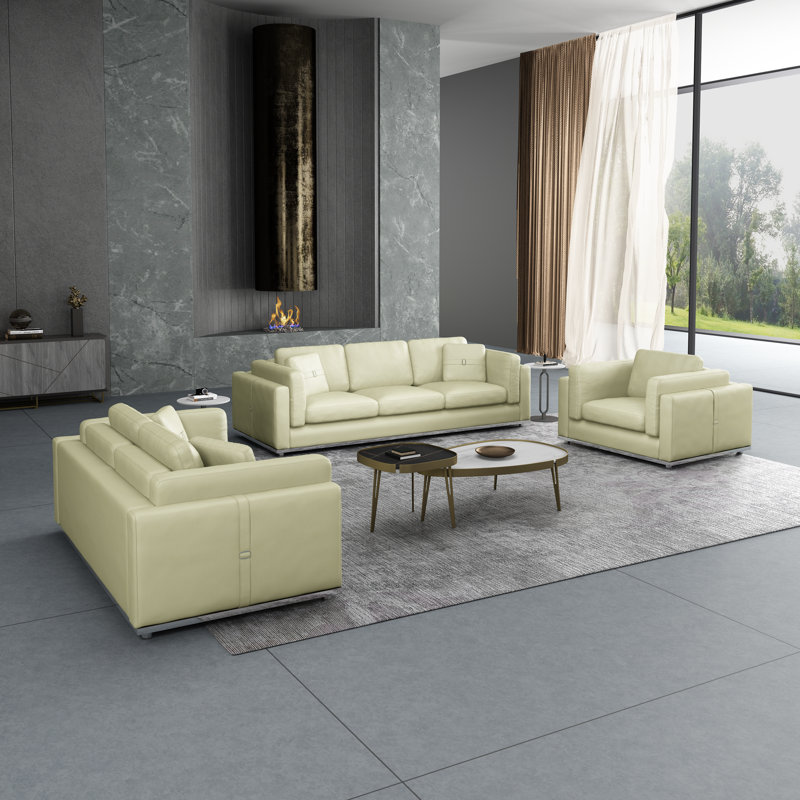 Picasso Loveseat, White Genuine Leather