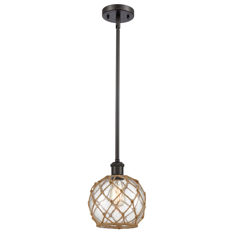 Tobey 1 - Light Single Pendant, Oil Rubbed Bronze, Clear/Brown, 10" H x 8" W x 8" D