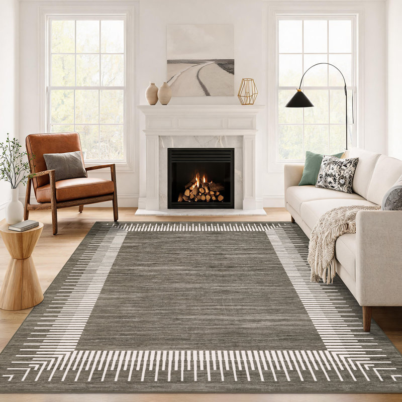 Tapis lavable moderne et minimaliste avec envers en caoutchouc, tapis souple et durable pliable pour les chambres à coucher, les salons et les salles à manger