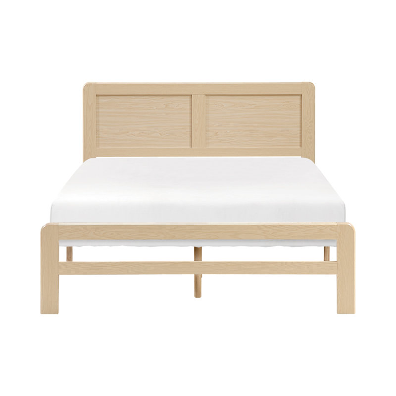 Cadre de lit contemporain avec finition grand naturel avec plateforme, tête de lit, lattes et rails pour la plateforme de ton de chambre à coucher