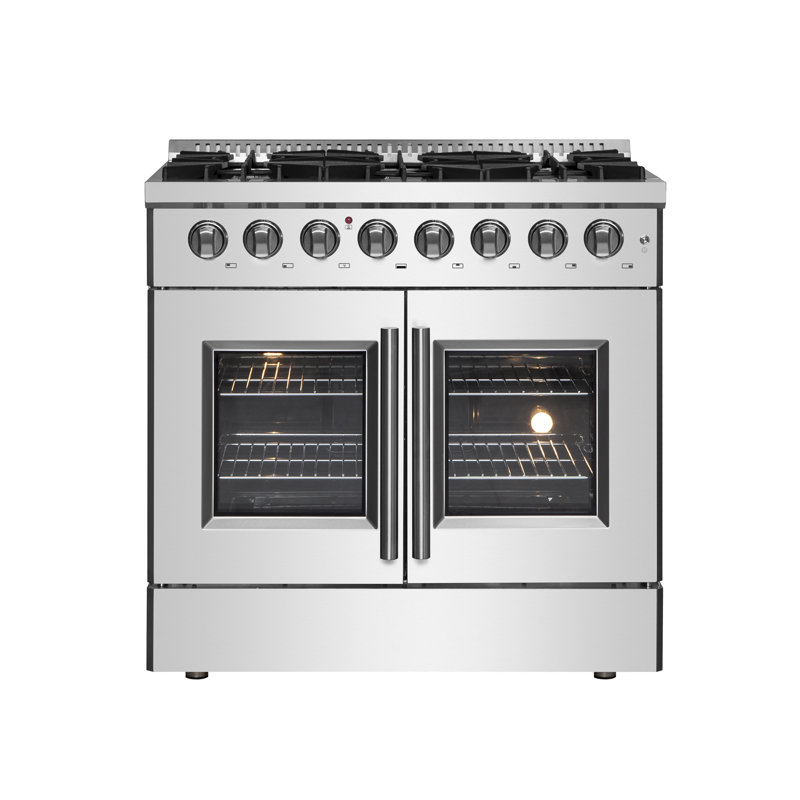Galiano 36-inch French Door Dual Fuel Range All Stainless Steel with 6 Sealed Burners, 5.36 cu.ft.