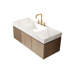 Ensemble de meuble-lavabo et lavabo flottant 48 po, armoire de rangement en contreplaqué, plateau en pierre frittée blanche, lavabo en céramique, 3 trous de robinet, tiroir, portes, meuble-lavabo d'apparence, pierre, conception pré-percée, assemblé
