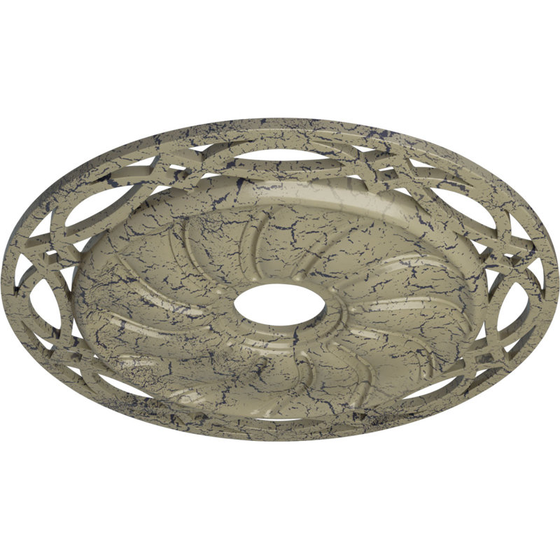 Médaillon de plafond Endurathane Loera, DE 26 5/8 po x P 4 1/2 po x P 1 3/8 po (convient aux auvents jusqu'à 6 1/4 po), finition pierre craquelée peinte à la main
