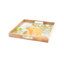 Plateau | Plateau de service en bois de manguier multicolore en bois | Conception inspirée de la nature | 14,57 po x 14,57 po x 1,57 po