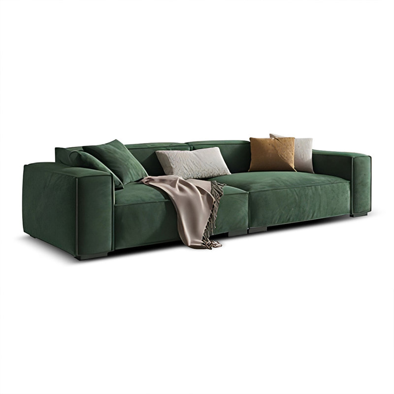 Canapé modulaire vert en cuir véritable, Vert