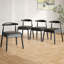 Ensemble de 2 chaises de salle à manger de style moderne Mid-Century tissées - Structure en chêne massif et siège tissé à la main pour le salon / salle à manger-538068445