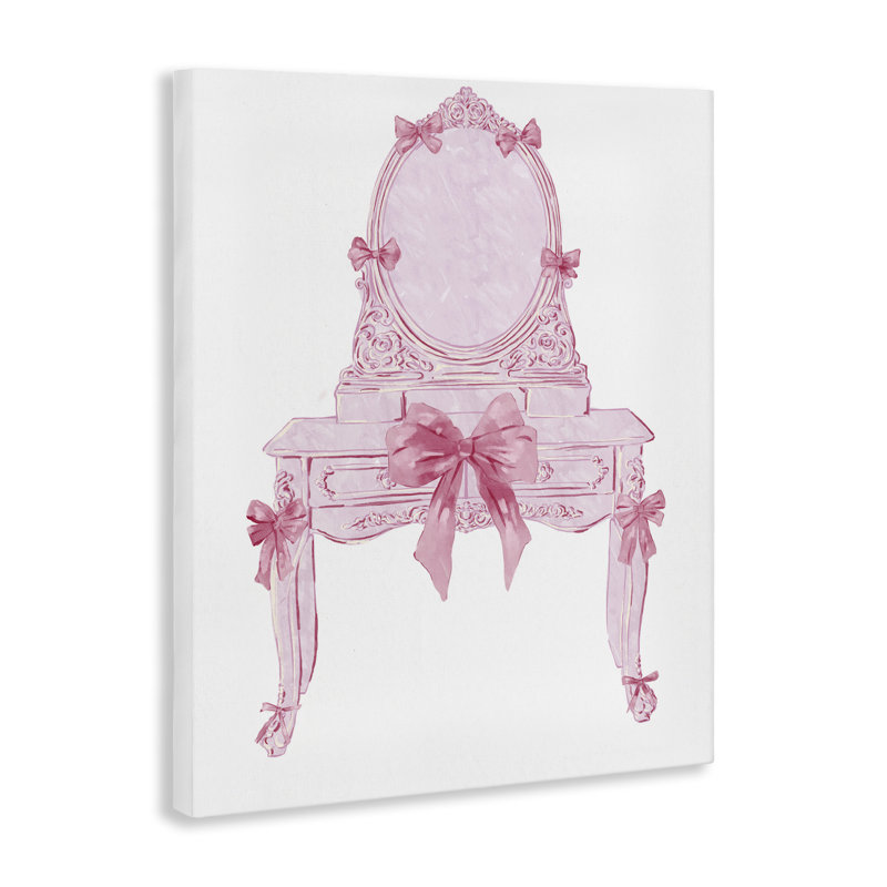 Belle toile de coiffeuse rose avec nœuds, design par Ziwei Li, H 40 po x l 30 po