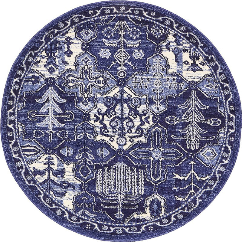 Tapis oriental bleu Abdurraheem, Rond 3 pi 3 po