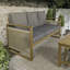 Banc de canapé d'extérieur en bois d'acacia tissé de 63 po Gable Bohemian, structure en teck avec coussins gris-1493653348