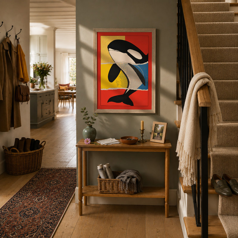 Geometric Orca Modern - Framed Print, A1 - 84.1 x 59.4 cm, Oak