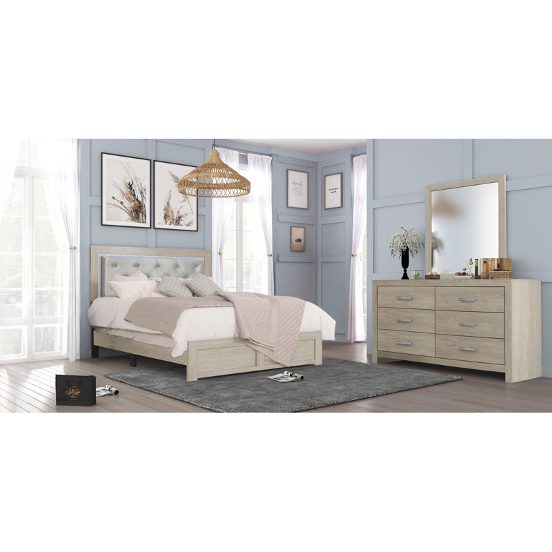 Ensemble de chambre à coucher à panneau 3-1_Marijo Josiyah, Crème, Grand