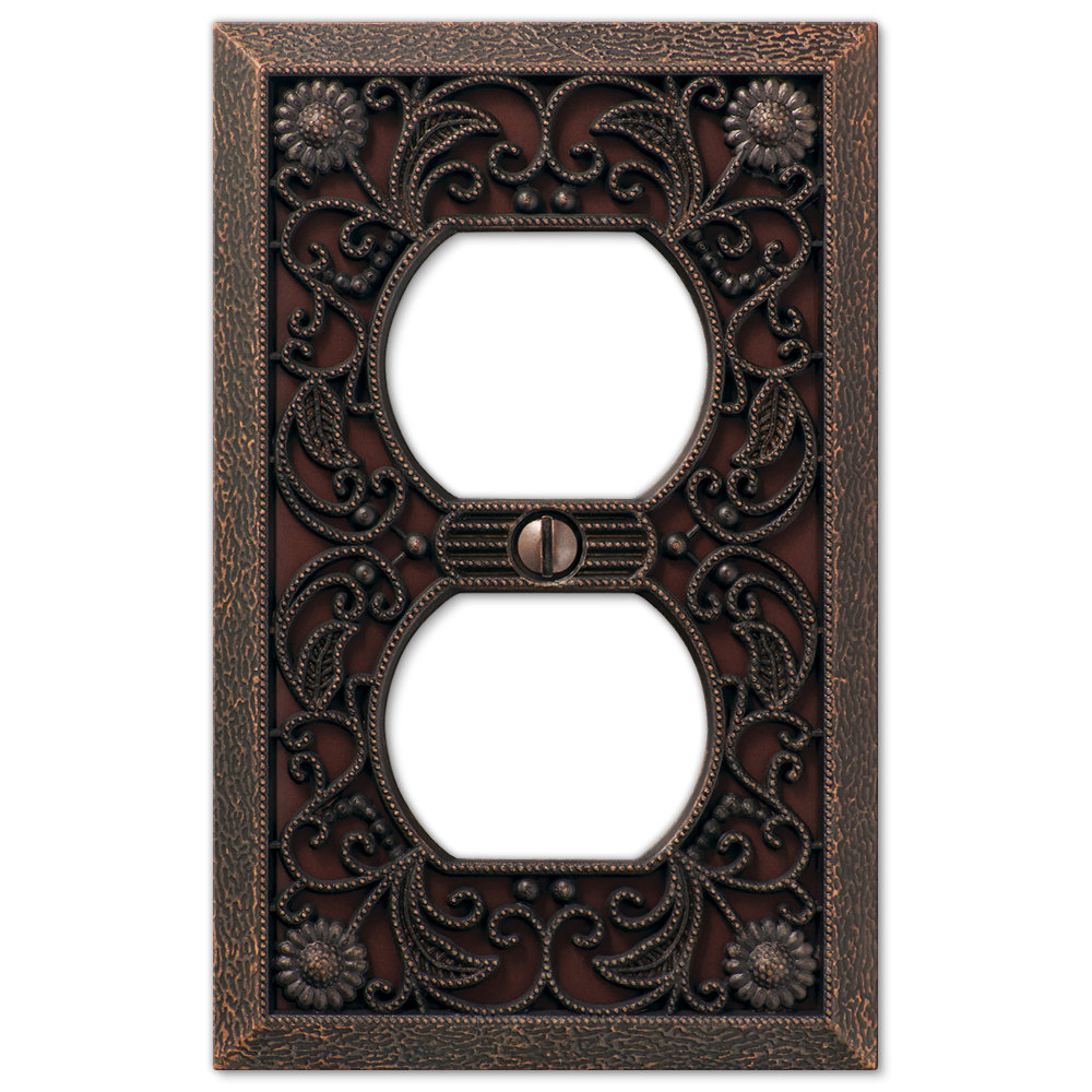 Filigree No Subject 1 - Gang Duplex Outlet Standard Wall Plate AmerTac