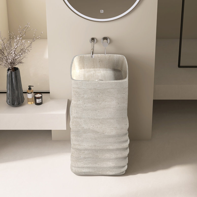 Lavabo de salle de bain sur pied 16 1/2 po à surface solide texturé et autoportant, Textured