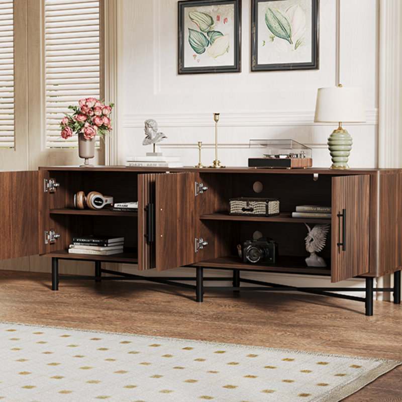 4-Door Accent Storage Cabinet with Adjustable Shelves, Chestnut