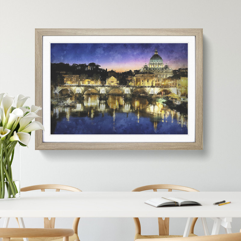 St. Peter's Basilica in Rome Italy - Picture Frame Graphic Art, 45cm H x 63cm W x 2cm D, Oak Framed