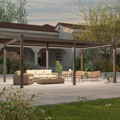 All Aluminum Louvered Roof Pergola with Solar LED